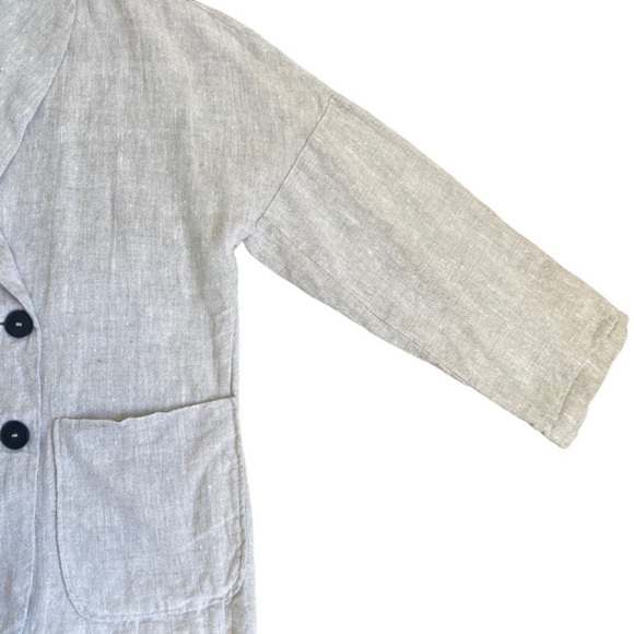 Zara Oversized Lagenlook Double Breasted Linen Blazer Jacket Oatmeal Size XS - Picture 16 of 16